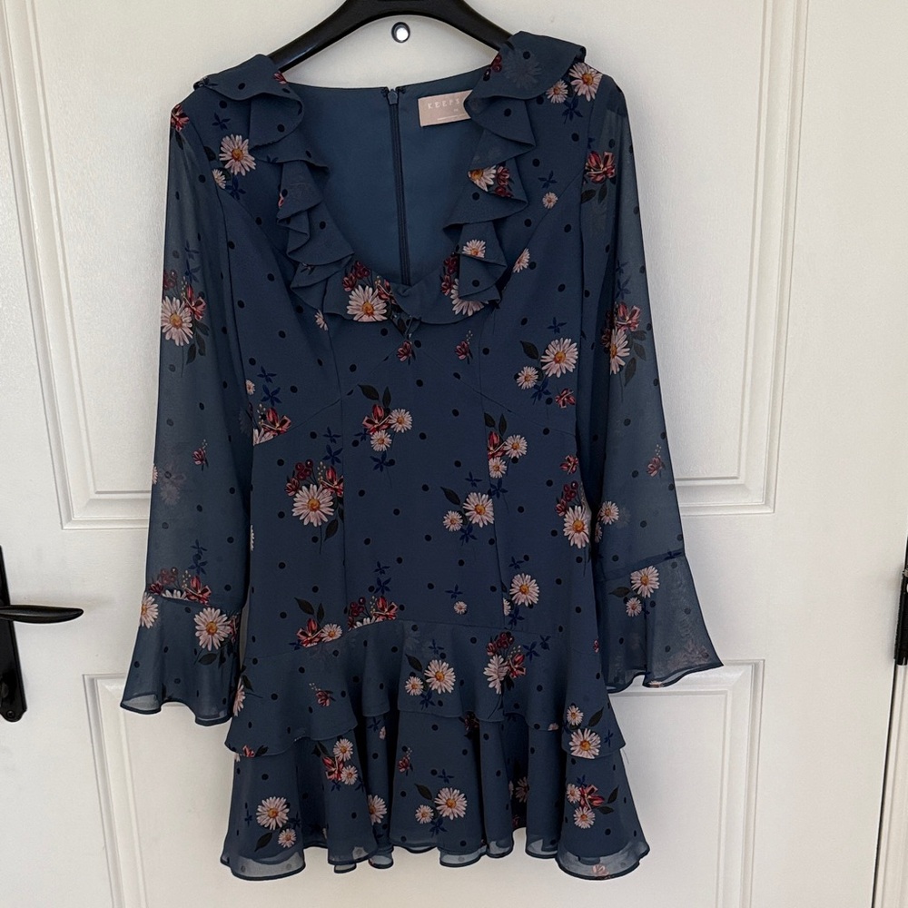 KEEPSAKE the Label Navy Floral Ruffle Blouse